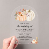 Rustic Earthy Dusty Peach Floral Pumpkin Wedding Acryleinladungen (Insitu (Handheld))
