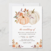 Rustic Earthy Dusty Peach Floral Pumpkin Wedding Einladung (Vorderseite)