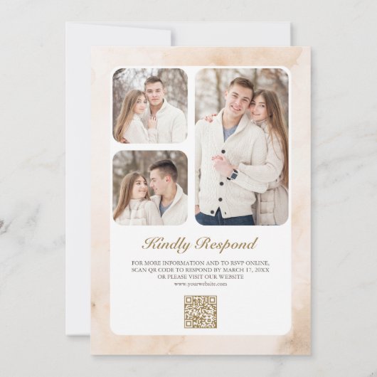 Rustic Earthy Floral Fall Foto QR Code Wedding Einladung (Rückseite)