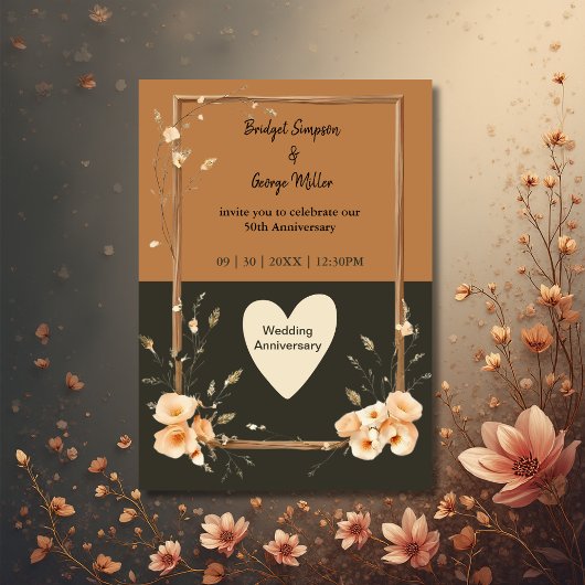 Rustic Earthy Floral Harmony Wedding Einladung