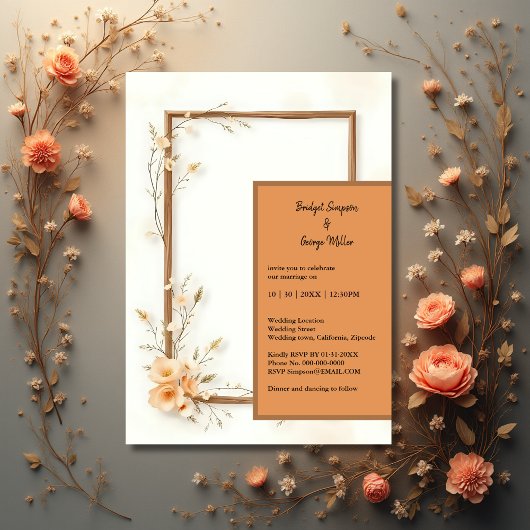 Rustic Earthy Floral Harmony Wedding Einladung
