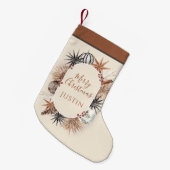 Rustic Earthy Frohe Weihnachtsbezeichnung Kleiner Weihnachtsstrumpf (Vorderansicht (hängend))