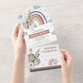 Rustic Earthy Pampas Boho Rainbow Baby Shower All In One Einladung (Abreißen)