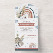 Rustic Earthy Pampas Boho Rainbow Baby Shower All In One Einladung (Innen Boden)