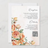 Rustic Earthy Peach Floral QR Code Hochzeit Einladung (Rückseite)