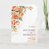Rustic Earthy Peach Floral QR Code Wedding Einladung (Vorderseite)