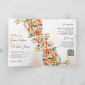 Rustic Earthy Peach Floral QR Code Wedding Einladung (Innenseite)