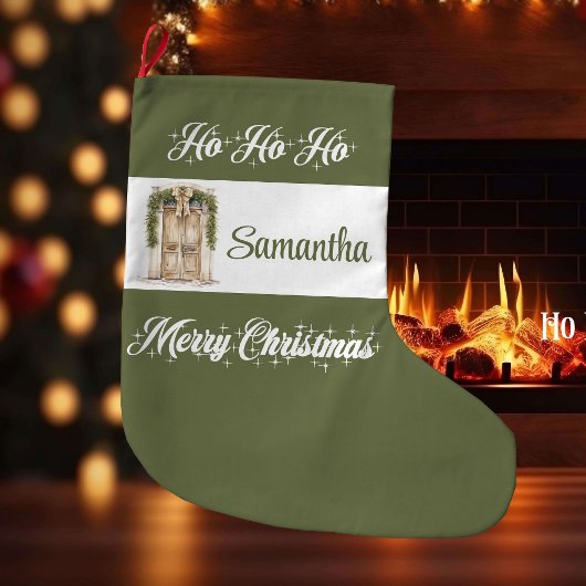 Rustic earthy Scandinavian personalized christmas  Großer Weihnachtsstrumpf