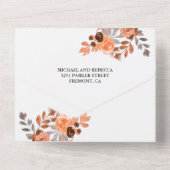 Rustic Earthy Terracotta Floral Burgundy Wedding All In One Einladung (Rückseite)