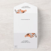 Rustic Earthy Terracotta Floral Navy Blue Wedding All In One Einladung (Außenbereich)