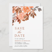 Rustic Earthy Terracotta Floral Wedding Foto Save The Date (Vorderseite)