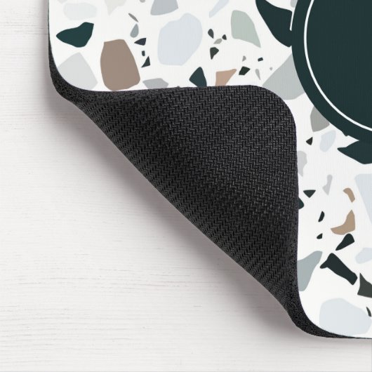 Rustic Earthy Terrazzo Stone Pattern Monogram Mousepad (Ecke)