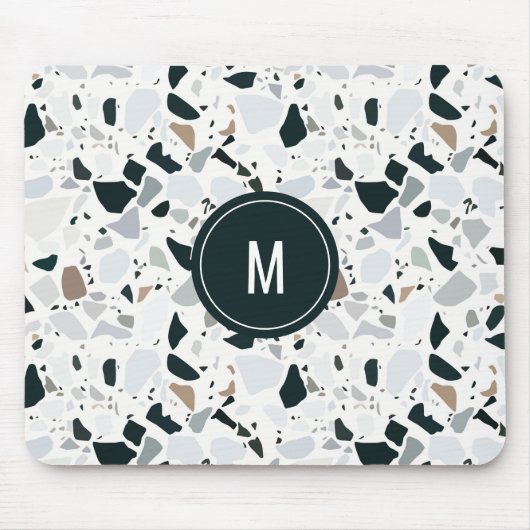 Rustic Earthy Terrazzo Stone Pattern Monogram Mousepad (Vorne)