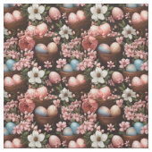 Rustic Easter Eggs & Wicker Basket Floral Fabric Stoff (Muster)