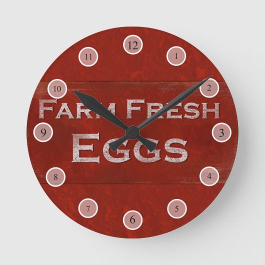 Rustic Eggs Sign Wall Clock Runde Wanduhr (Vorderseite)
