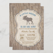 Rustic Elch Baby Shower Einladung Junge (Vorne/Hinten)