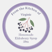 Rustic Elderberry Sirup Etikett Aufkleber (Vorderseite)