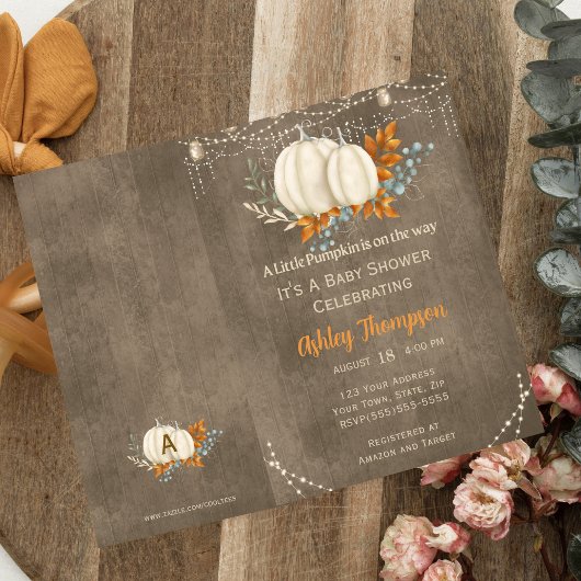 Rustic Elegance Fall Pumpkin Baby Dusche Einladung