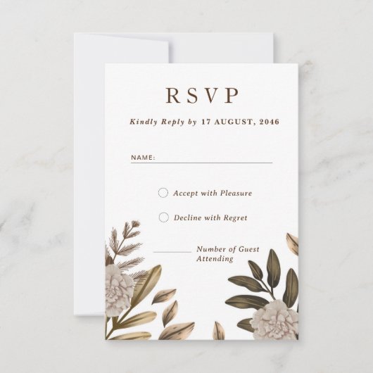Rustic Elegance Floral Wedding RSVP Response Cards (Vorderseite)