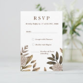 Rustic Elegance Floral Wedding RSVP Response Cards (Stehend Vorderseite)