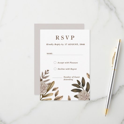 Rustic Elegance Floral Wedding RSVP Response Cards (Vorderseite/Rückseite Beispiel)