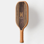 Rustic Elegance Monogram Wood Texture Pickleball Schläger (Links)