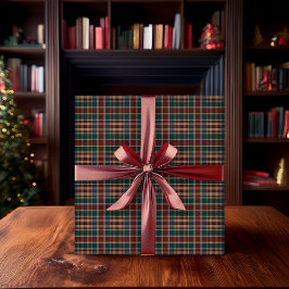 Rustic Elegance Plaid Cranberry Dk Blue Teal Green Geschenkpapier