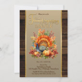 Rustic Elegance Pumpkin Floral | Erntedank Einladung (Vorderseite)