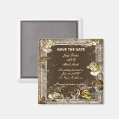 Rustic Elegance White Rose Save the Date Magnet (Vorderseite/Rückseite)