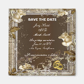 Rustic Elegance White Rose Save the Date Magnet (Vorne)