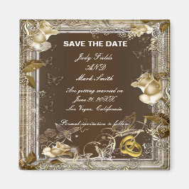 Rustic Elegance White Rose Save the Date Magnet