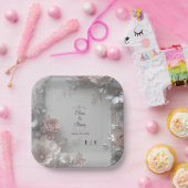 Rustic Elegant 3D Floral Wedding  Pappteller (Party)