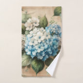 Rustic Elegant Blue Hydrangea Floral  Badhandtuch Set (Handtuch)