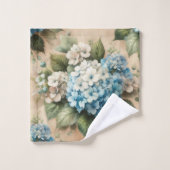 Rustic Elegant Blue Hydrangea Floral  Badhandtuch Set (Waschlappen)