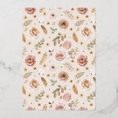 Rustic Elegant Boho Rose Gold Floral Wedding  Foil Folieneinladung (Rückseite)