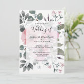 Rustic elegant botanical watercolor floral Wedding Einladung (Stehend Vorderseite)