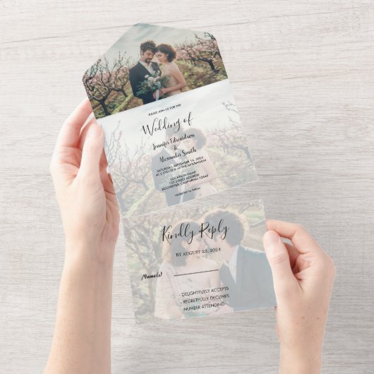 Rustic elegant calligraphy wedding all in one einladung (Abreißen)