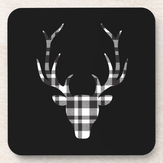 Rustic Elegant Christmas Plaid Deer  Getränkeuntersetzer (Vorderseite)