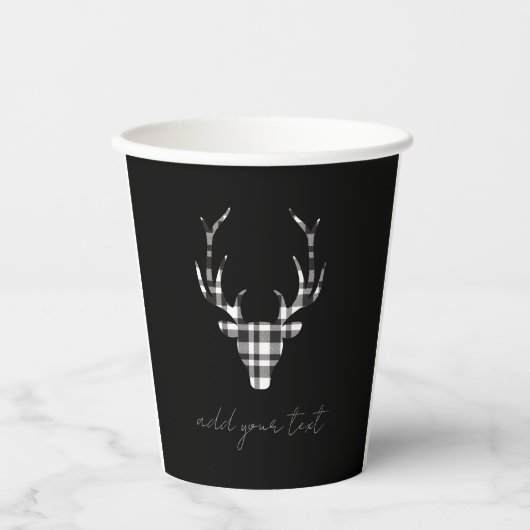 Rustic Elegant Christmas Plaid Deer Pappbecher (Vorderseite)