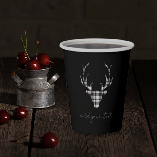 Rustic Elegant Christmas Plaid Deer Pappbecher