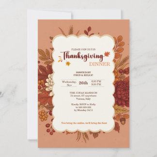 Rustic Elegant Floral Terracotta Invitation Einladung
