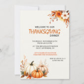 Rustic Elegant Floral Thanksgiving Dinner Einladung (Vorderseite)