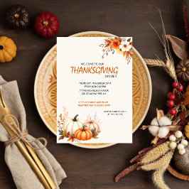 Rustic Elegant Floral  Thanksgiving Dinner Einladung