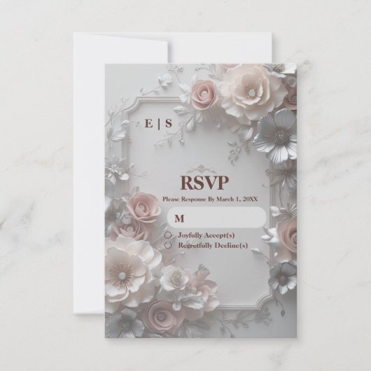 Rustic Elegant Floral Wedding RSVP Card Karte (Vorderseite)