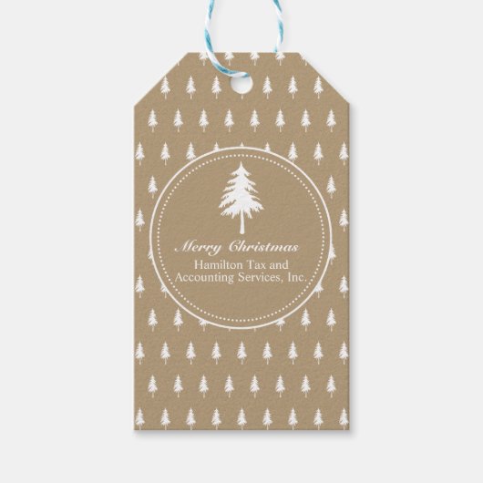 Rustic Elegant Kraft Paper Corporate Christmas Geschenkanhänger (Vorderseite)