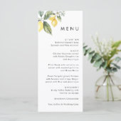 Rustic Elegant Minimal Lemon Garden Wedding Menükarte (Stehend Vorderseite)