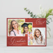 Rustic Elegant Photo Collage Graduation Ankündigung (Stehend Vorderseite)