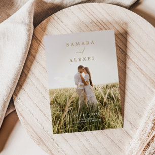 Rustic Elegant Photo Script Wedding Invitation Einladung