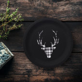 Rustic Elegant Plaid Deer Christmas Paper Plates Pappteller