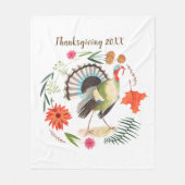 Rustic Elegant Turkey Botanical  Fleecedecke (Vorderseite)